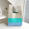 Knit Reversible Pattern Tote Bag,Green,one colour only【Packaging without Words】_P02714462_24_m