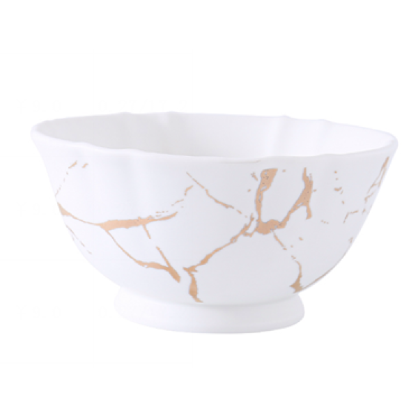 Кружево Marbled Gold Collection Platinum Lace Type 6-inch Tall Rice Bowl,Только один вид,Керамика【Упаковка без надписей】_201401839_hd