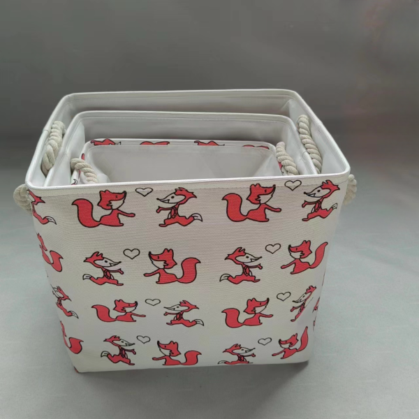 Cartoon Fox Fabric Dirty Clothes Basket Folding Storage Basket Laundry Basket Monochrome Clear Packaging [No Text Packaging]