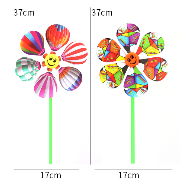 2 styles of hand-held smiley face windmills