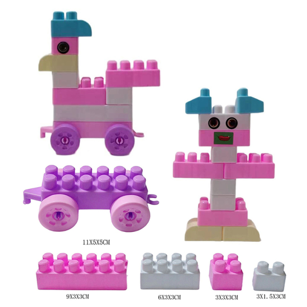 Puzzle building block set with macarons in multiple colors