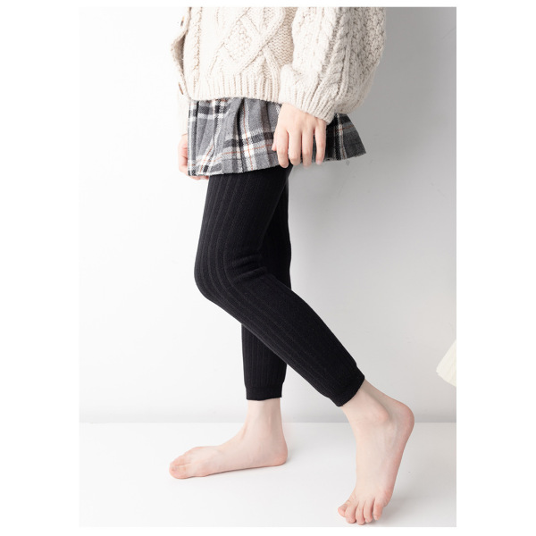 Big PP Children's Autumn and Winter Vertical Stripe Padded and Thickened Warm Bottom Pants,79% cotton,18% nylon,3%spandex,Girls,S,Pantyhose【Packaging without Words】_201615117_hd