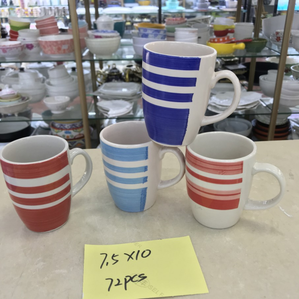 Vintage Striped Ceramic Mug Mixed Colors [No Text Packing