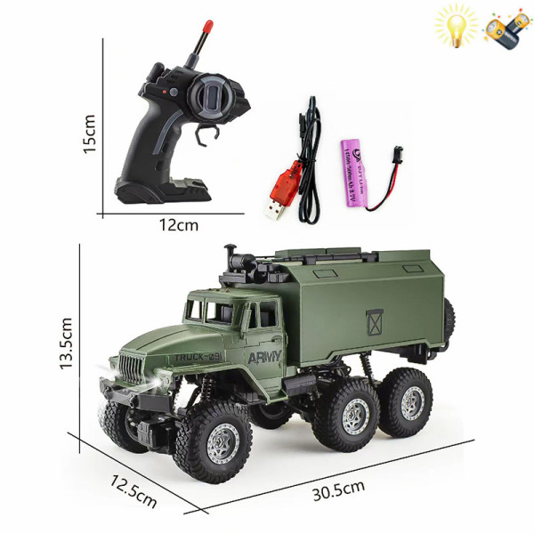 Six wheeled military vehicle with USB cable