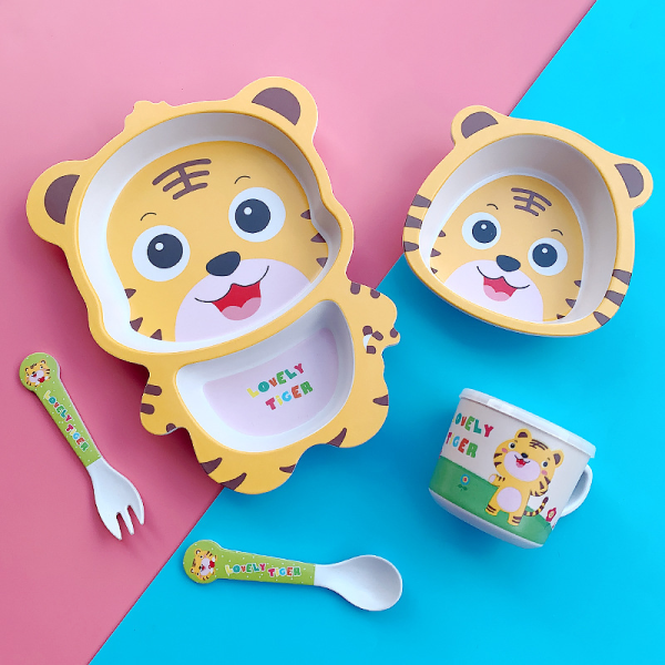 Bamboo fiber children's tableware set [26.3 * 20.3 * 8.3cm]