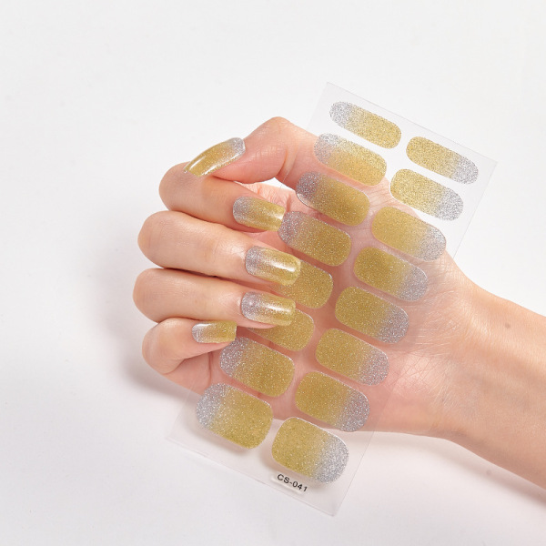 Sequin Color Block 16 Small Nail Stickers Single Color Clear Pack [No Text Packaging]