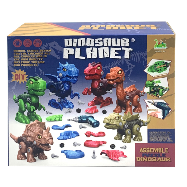 Set of 3 pieces with 6 disassembly and assembly dinosaur combinations