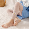 Double-needle zero-thread openable small daisy embroidery nine-minute bottoms (L: 3-5 years old),79% cotton,18% nylon,3%spandex,Girls,L,Pantyhose【Packaging without Words】_201615473