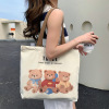 Three Bear Canvas Handheld Eco friendly Bag,one colour only,Textile【Packaging without Words】_201675208