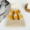 Checkered hat with fur ball Unisex 56-58CM 100% acrylic 【English Packaging】_P02601054_12_m