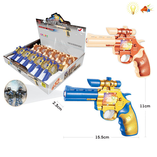 12PCS Пистолет На батарейках С проектором Пистолетик Со светом Со звуком IC без слов Материал без нанесения краски пластик【Упаковка на английском языке】_200527589_hd