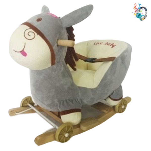 Wooden donkey rocking cart Rocking chair Music Plush【Packaging without Words】_201317688_hd