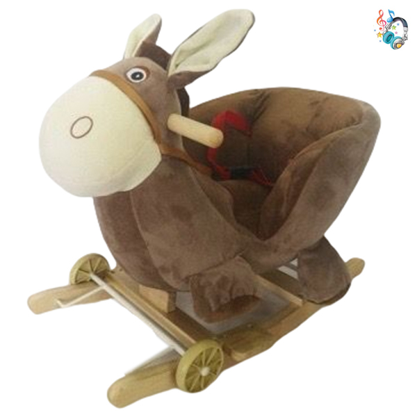 Wooden donkey dual purpose rocking cart Rocking chair Music Plush【Packaging without Words】_201317704_hd