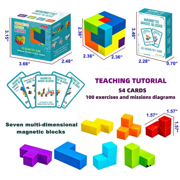 Лубан кубик кубика Рубика, головоломка кубика Сатурна, 122 магнита (чистоцветная версия), 7 блоков,Квадратная форма колец,3 - граневый,пластик【Упаковка на английском языке】_201322159_hd