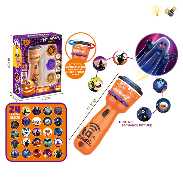 Halloween Gift Toy Projection Flashlight Electric Lights With battery Plastic【English Packaging】_201455442_hd