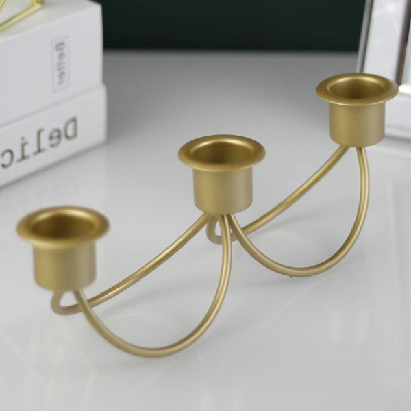 Metal Candle Holder with Three Heads,one colour only,Metal【English Packaging】_201625344_hd