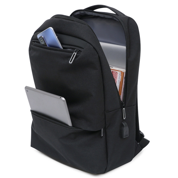 15.6-inch casual large capacity computer backpack monochrome clear black [no text packaging]