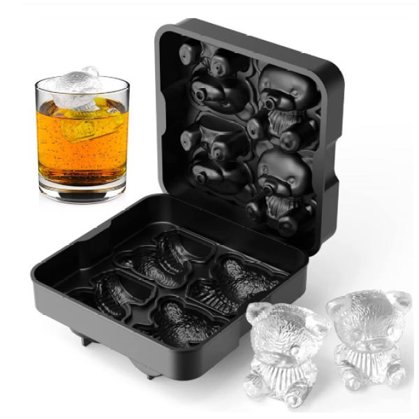 Silicone 4-link teddy bear mold internet famous ice making artifact whiskey ice grid creative ice making box