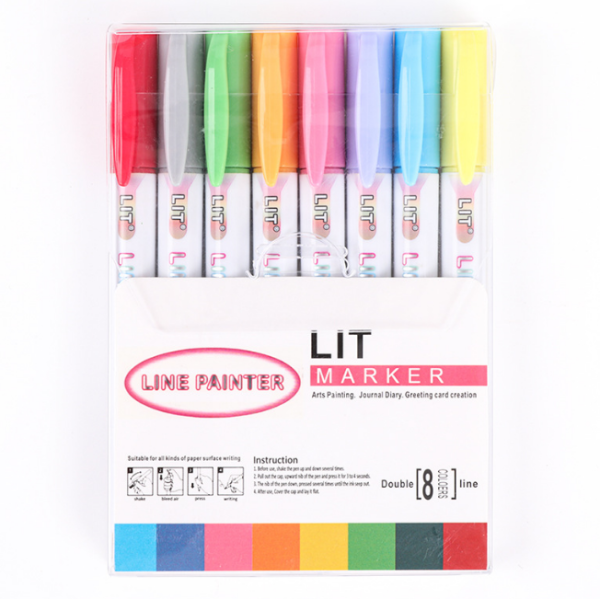 Dual Line Pen Set,Mix color,one colour only,Plastic【English Packaging】_201763098_hd