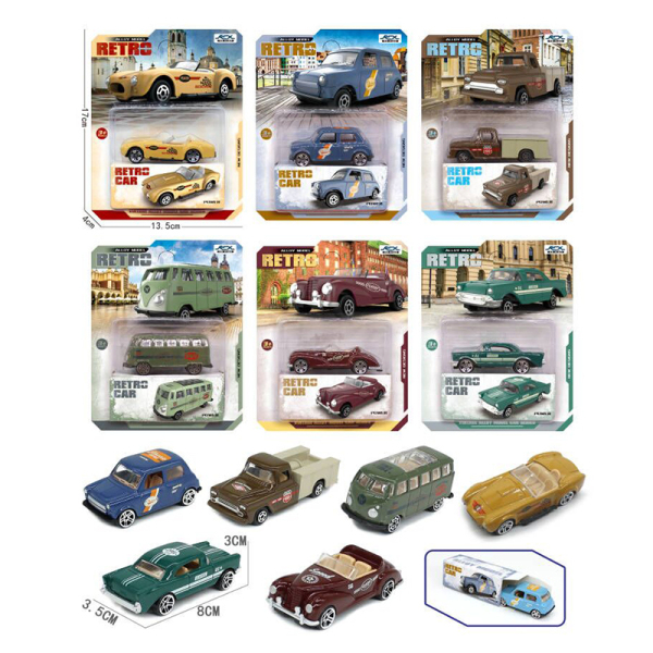 6 styles of zinc alloy vintage cars,Slide/taxiing,Non-transparent wheels,Metal【English Packaging】_201634151_hd