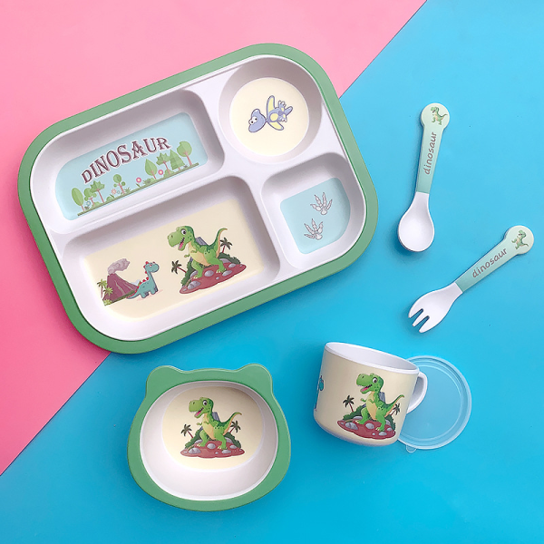 Bamboo fiber children's tableware set [26.3 * 20.3 * 8.3cm]