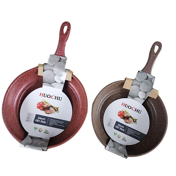 Aluminum pot iron imitation die-casting handle frying pan with marble pattern