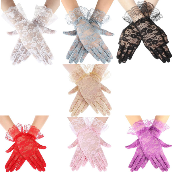 Mesh Bow Lace Ceremonial Gloves,Women,Uni size,split-finger gloves,100% polyester fiber,Textile【Packaging without Words】_201797077_hd