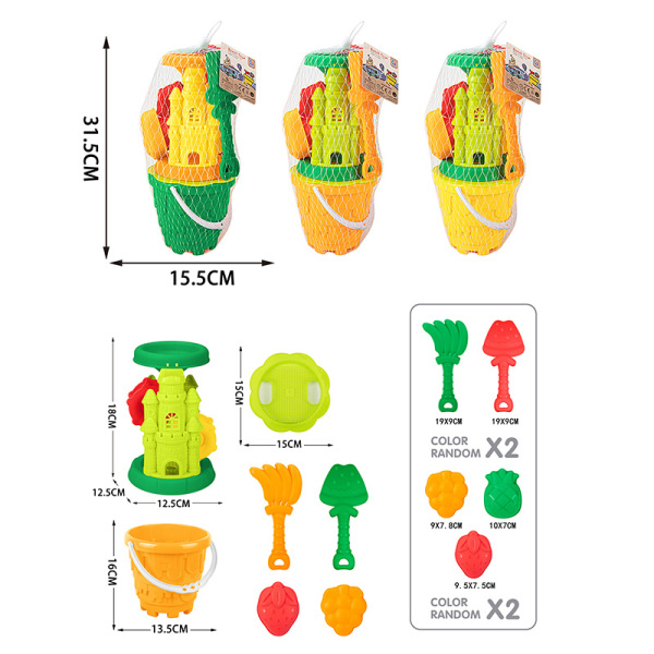 Семь пляжных замков, бочки с песочными часами, 3 цвета,пластик【Упаковка на английском языке】_201973197_hd