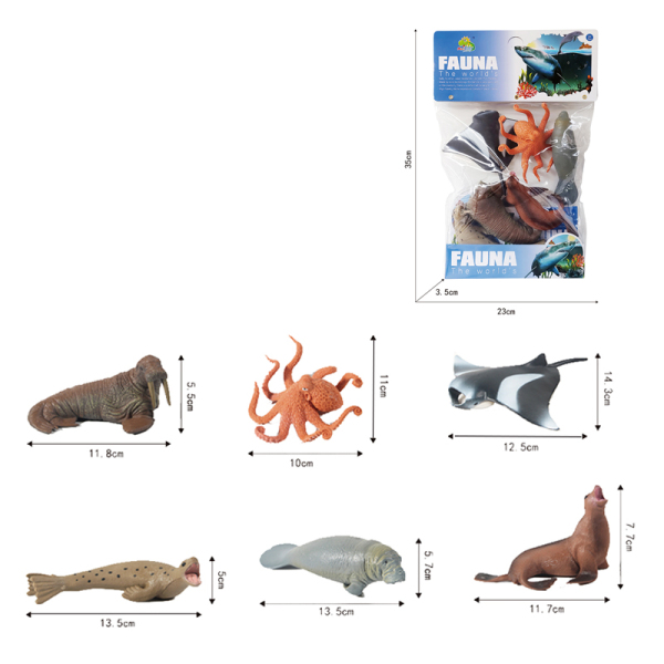 6(шт)7" Морские животные,пластик【Упаковка на английском языке】_201749411_hd