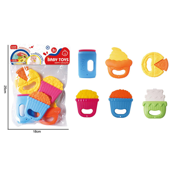 6 (pcs) Cartoon puzzle soothing baby gum toy set