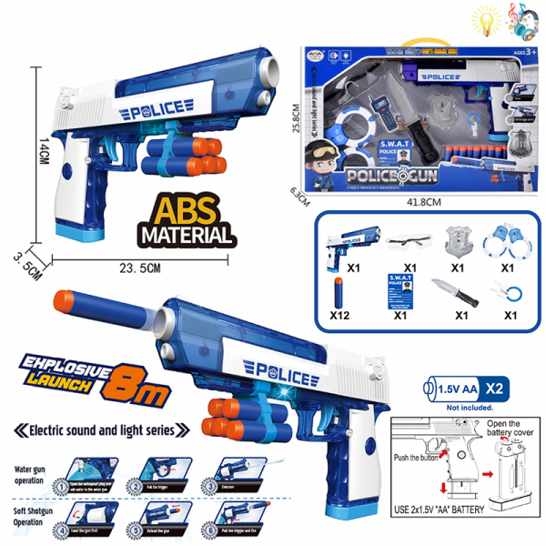 Ручной полицейский пистолет & lt; & lt; Песочный орел & gt; & gt; с 12 патронами 7,5 CM, наручниками, ножами, очками, эмблемами, ключами