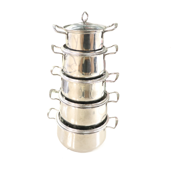 Stainless Steel Stock Pot Set of 5,one colour only,Metal【English Packaging】_201522445_hd