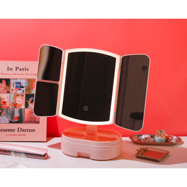 Tri-fold LED Cosmetic Mirror