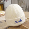 Solid Color Embossed Letter Cap,Unisex,56-60CM,Winter Hat,100% acrylic【Packaging without Words】_201523207