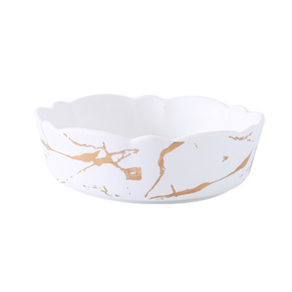 Кружево Marbled Gold Collection Platinum Lace Type 7-inch Round Soup Bowl,Только один вид,Керамика【Упаковка без надписей】_201401848_hd