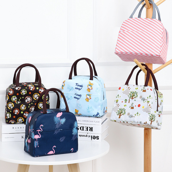 Small Fresh Printed Insulated Bag Tote (Flower Color Random),Mix color,Mix color,Plush【Packaging without Words】_201690335_hd