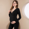 Maternity De Velvet Thermal Underwear Nursing Set,10% spandex,30%acrylic,30% cotton,30% viscose fiber,Women,L,Long sleeve【Packaging without Words】_201609872