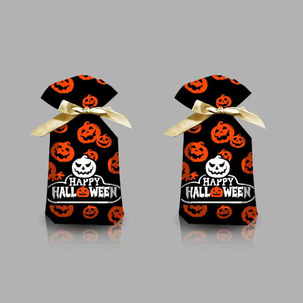 50PCS 15*23 Pumpkin Head Halloween Candy Bag with Black Background,Almond Cookies / Macaroni Packaging,one colour only,Plastic【English Packaging】_201414284_hd