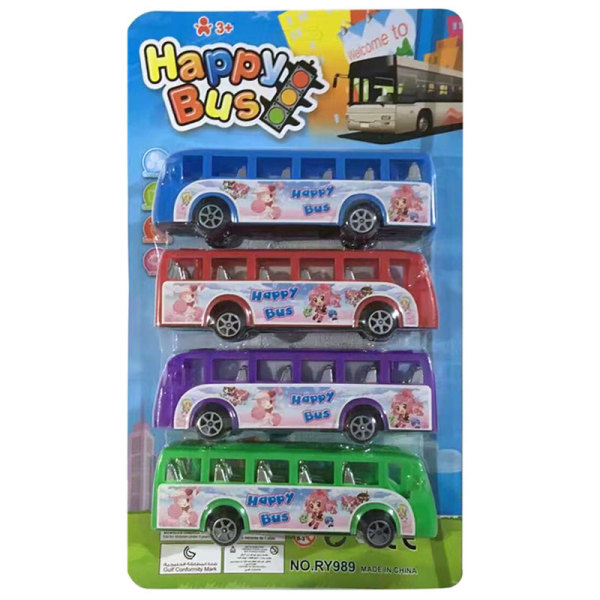 4PCS Маленький автобус Инерционный механизм (с отводом назад) Масштаб 1:32 Школа пластик【Упаковка на английском языке】_200373107_hd