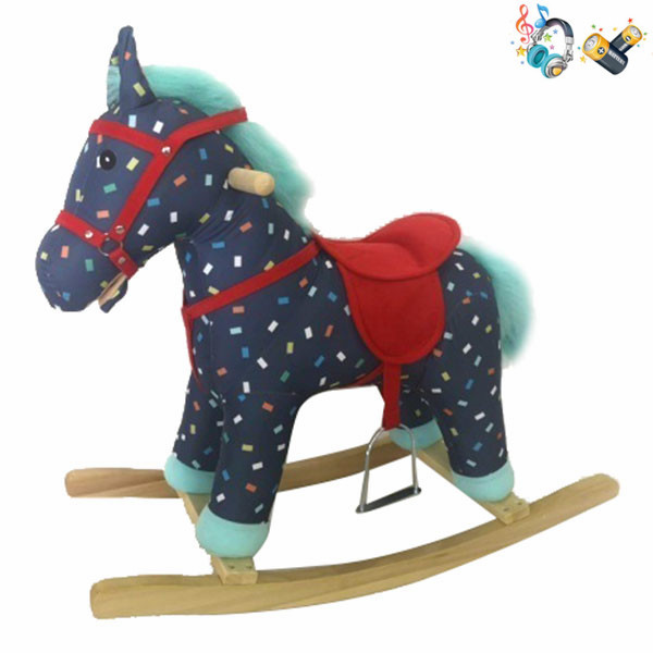 Electric wooden rocking horse With battery Wooden horse Music 【English Packaging】_201278877_hd