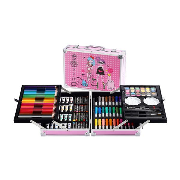 145 piece double-layer aluminum box children's watercolor pen painting set, single color clear pack [no text packaging]