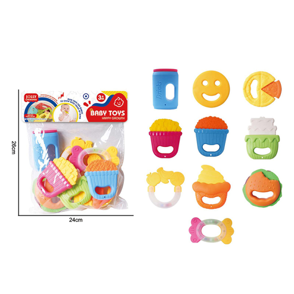 10 (pcs) Cartoon puzzle soothing baby gum toy set,Plastic【English Packaging】_201852674_hd