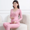 Maternity Thermal Underwear with Chest Pads Nursing Set (L/XL/XXL/XXXL),100% polyester fiber,Women,L,Long sleeve【Packaging without Words】_201609947