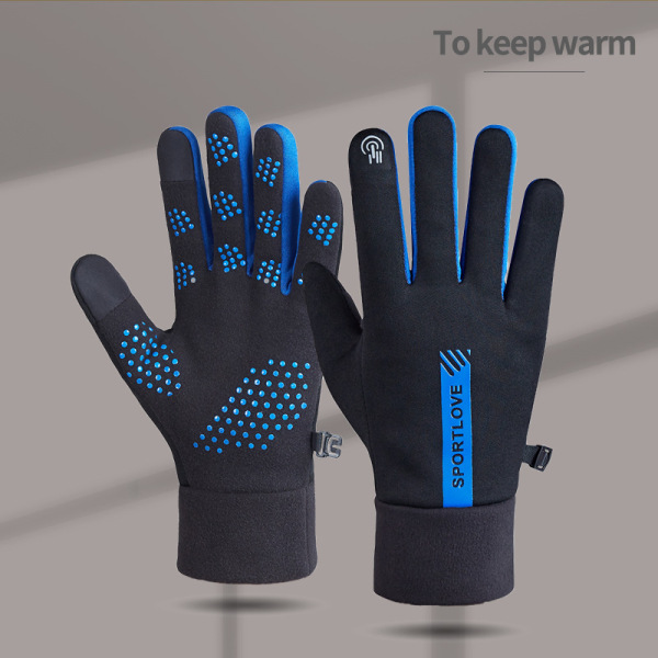 Velvet outdoor sports cycling anti slip waterproof touch screen gloves,Men,Uni size,split-finger gloves,100% polyester fiber【Packaging without Words】_201570440_hd