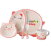 5pcs Happy Pig Tableware,Bamboo fiber【English Packaging】_200857583