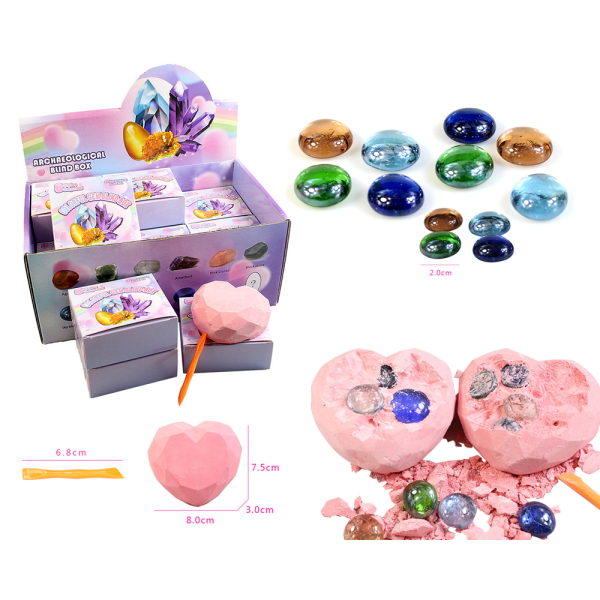 12PCS DIY Archaeological Dig Peach Heart Treasure Gems,Gypsum【English Packaging】_201675966_hd