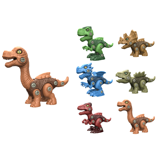 Set of 3 pieces with 6 disassembly and assembly dinosaur combinations