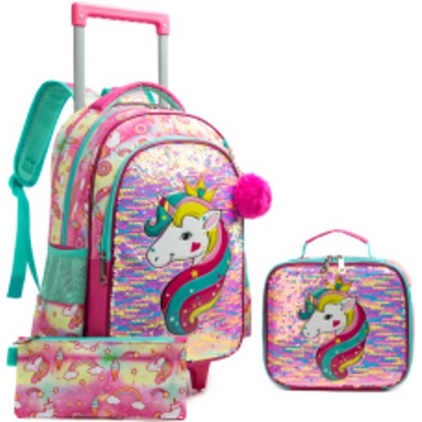 16" Green Unicorn Trolley 3-Piece Set,Mix color,Mix color,Nylon【Packaging without Words】_201591518_hd