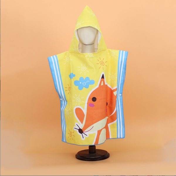 Cartoon children's bath towel soft quick-dry cape microfiber hooded bathrobe