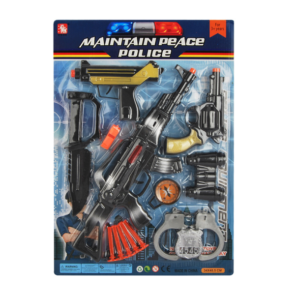 Gun with pistol, knife, handcuffs, compass, telescope, accessories Soft bullet Submachine gun Spray painting and solid color Plastic【English Packaging】_201214079_hd